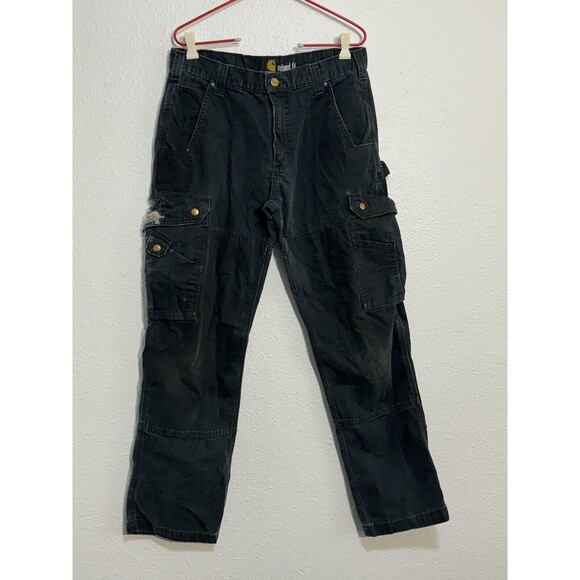 Carhartt Other - Vintage Distressed Carhartt B342-BLK Carpenter Pants Black Cargo Double Knee 33